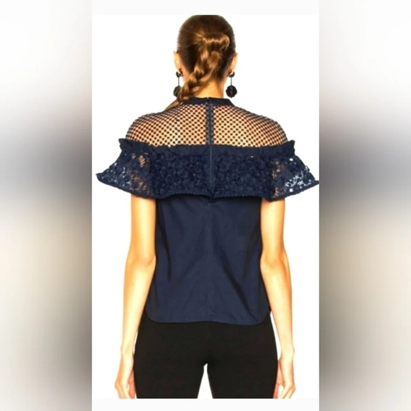 SELF-PORTRAIT Navy Blue Blouse - Picture 3 of 13